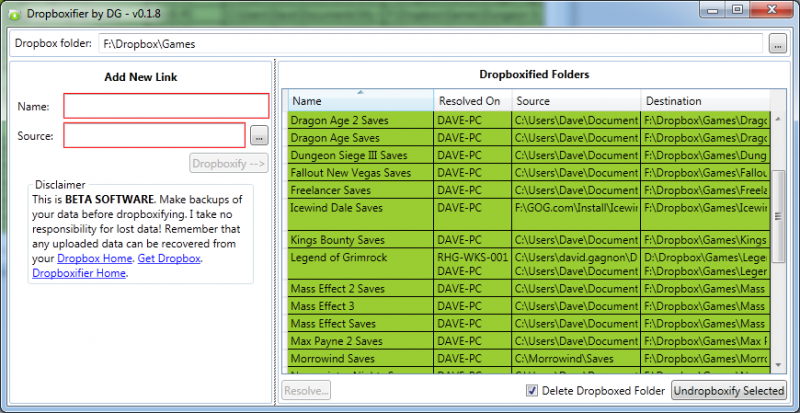 Dropboxifier syncs files outside Dropbox in Windows